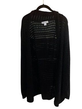 Christopher & Banks Open Knit Cardigan-Black-Large-GUC